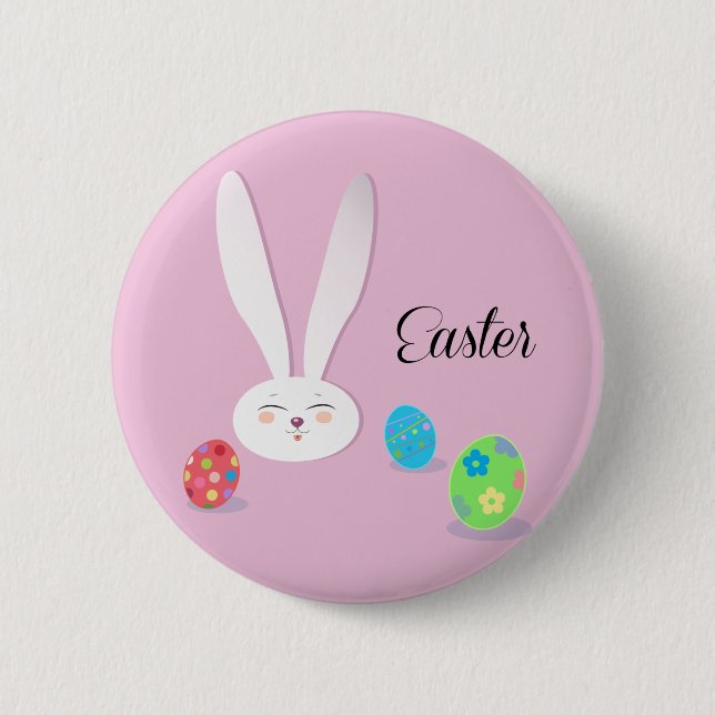 Happy Easter Funny Bunny Button (Front)