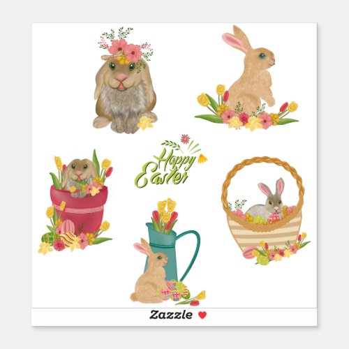 Happy easter funny bunny sticker