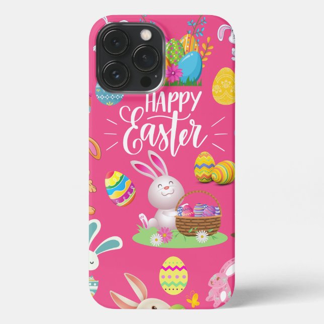 Happy Easter ,Funny Bunny Wishes And Colorful    iPhone Case (Back)