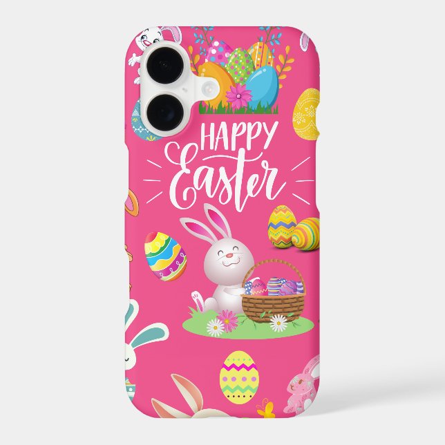 Happy Easter ,Funny Bunny Wishes And Colorful    iPhone Case (Back)