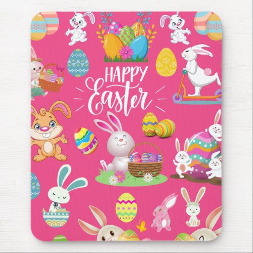 Happy Easter Funny Bunny Wishes And Colorful Mouse Pad