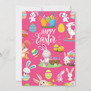 Happy Easter ,Funny Bunny Wishes And Colorful  Pos Invitation