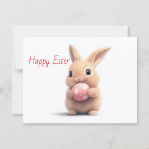 Happy Easter – Funny Bunny with Egg Delight Postcard