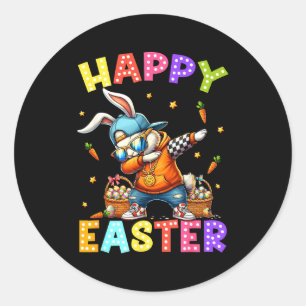 Happy Easter Funny Dabbing Bunny Dab Dance Rabbit  Classic Round Sticker