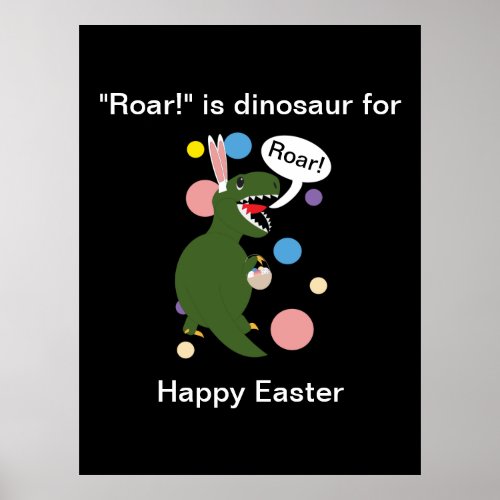 Happy Easter Funny Dinosaur Personalize  Poster