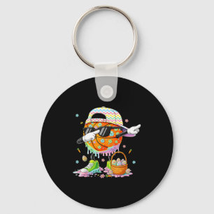 Happy easter funny easter bunny basketball men boy keychain