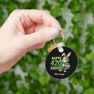 Happy Easter Funny Easter Bunny Design Weed Lover Keychain
