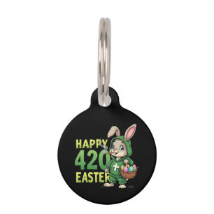 Happy Easter Funny Easter Bunny Design Weed Lover Pet ID Tag