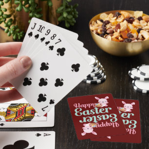HAPPY EASTER funny easter bunny egghunt Poker Cards