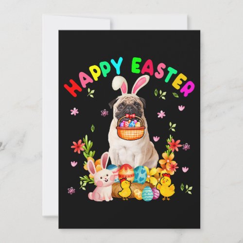 Happy Easter Funny Easter Day Pug Bunny Eggs Lover Invitation