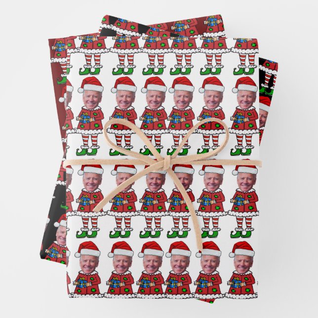 Happy Easter Funny Joe Biden Elf Christmas Wrapping Paper Sheets (In situ)