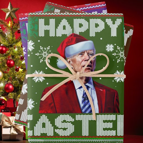 Happy Easter Funny Joe Biden Santa Christmas 2023 Wrapping Paper Sheets