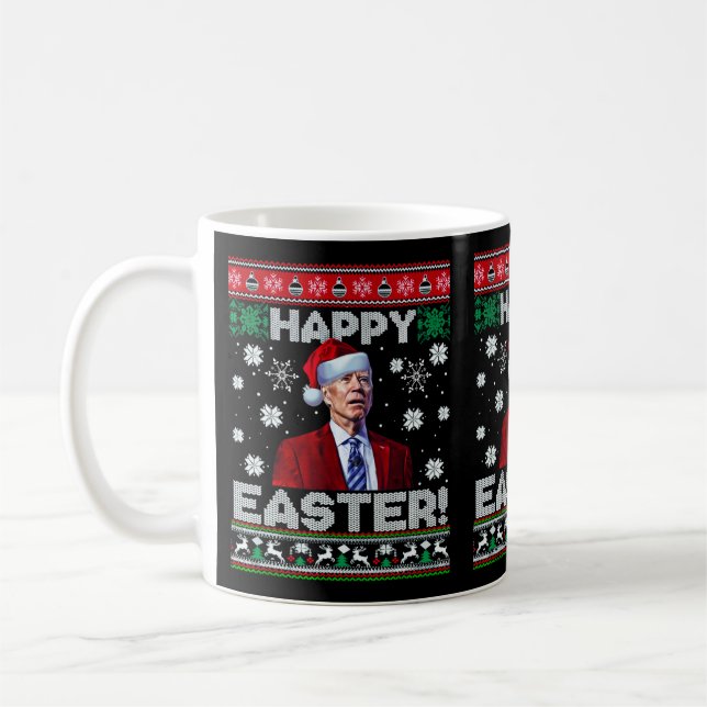 Happy Easter Funny Joe Biden Santa Christmas Coffee Mug (Left)