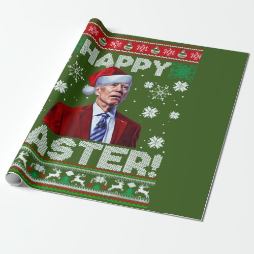 Happy Easter Funny Joe Biden Santa Christmas Green Wrapping Paper