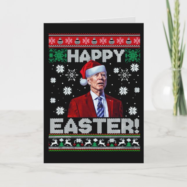 Happy Easter Funny Joe Biden Santa Christmas Holiday Card (Front)