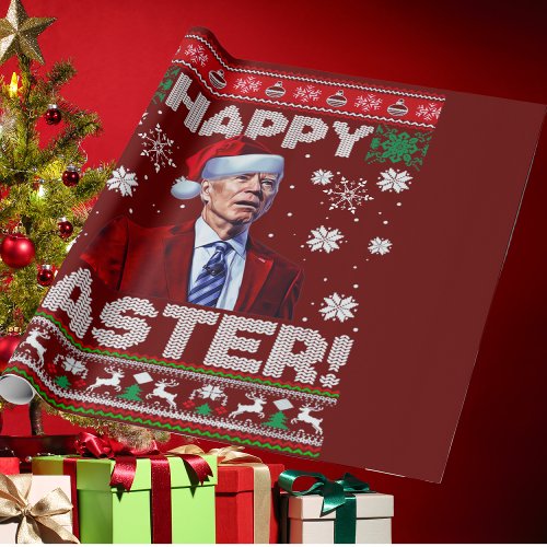 Happy Easter Funny Joe Biden Santa Christmas red Wrapping Paper