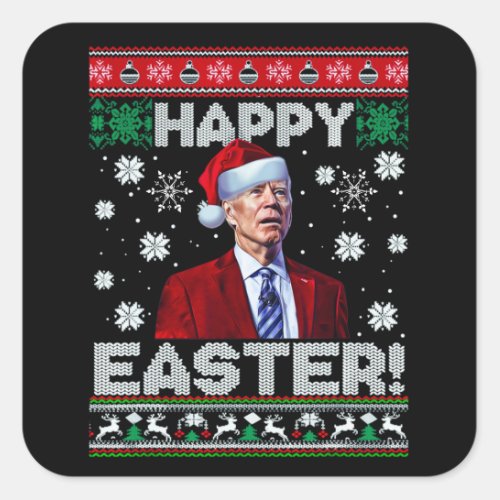 Happy Easter Funny Joe Biden Santa Christmas Square Sticker