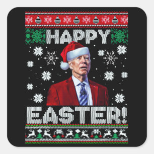 Happy Easter Funny Joe Biden Santa Christmas Square Sticker