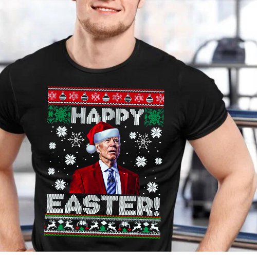 Happy Easter Funny Joe Biden Santa Christmas T_Shirt