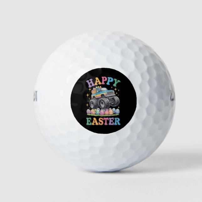 Happy Easter Funny Monster Truck Crush Eggs Golf Balls (Front)