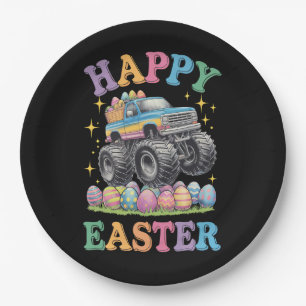 Happy Easter Funny Monster Truck Crush Eggs Paper Plates