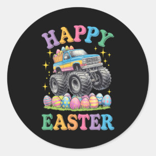 Happy Easter Funny Monster Truck Crush Eggs Toddle Classic Round Sticker