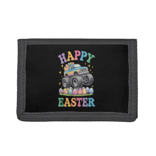 Happy Easter Funny Monster Truck Crush Eggs Tri-fold Wallet