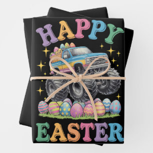 Happy Easter Funny Monster Truck Crush Eggs Wrapping Paper Sheets