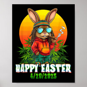 Happy Easter Funny Smoking Easter Bunny Funny Rabb Poster