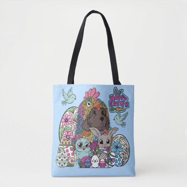 Happy Easter Fuzzy & Feather Friends Tote Bag (Front)