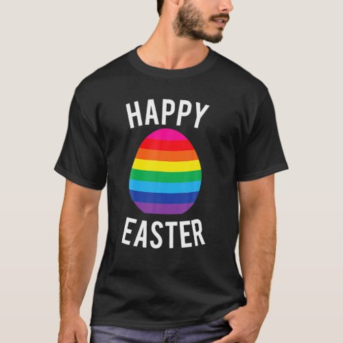 Happy Easter Gay Pride Rainbow Egg Fun T_Shirt