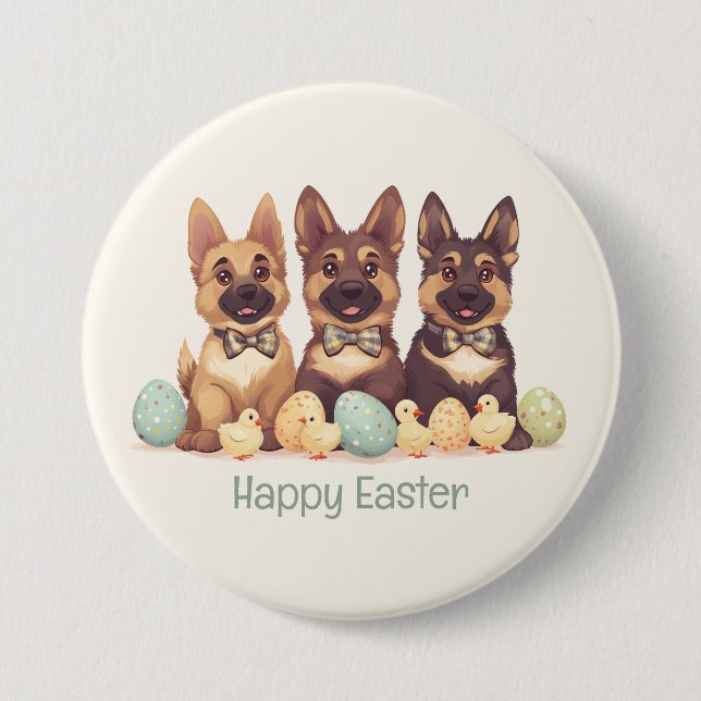 Happy Easter German Shepherd Dogs Button (Front)