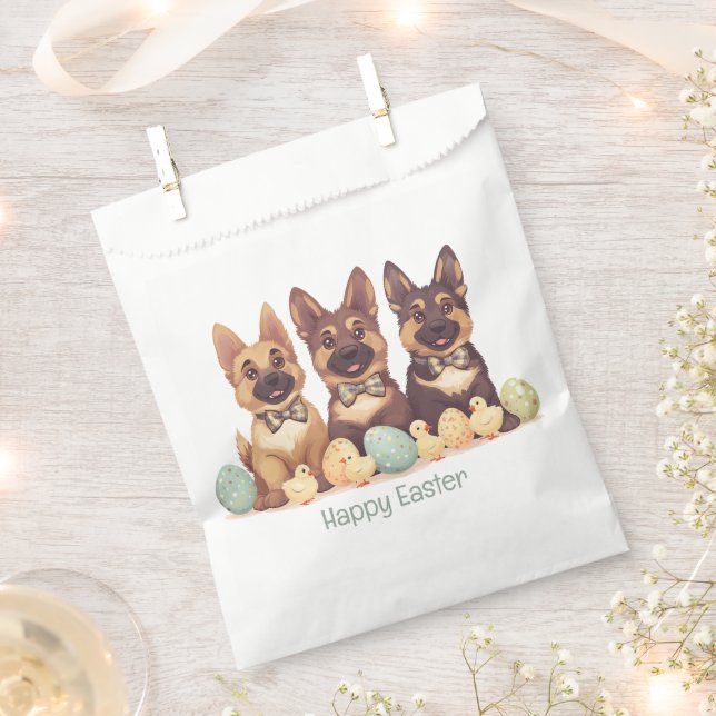 Happy Easter German Shepherd Dogs Favor Bag (Clipped)