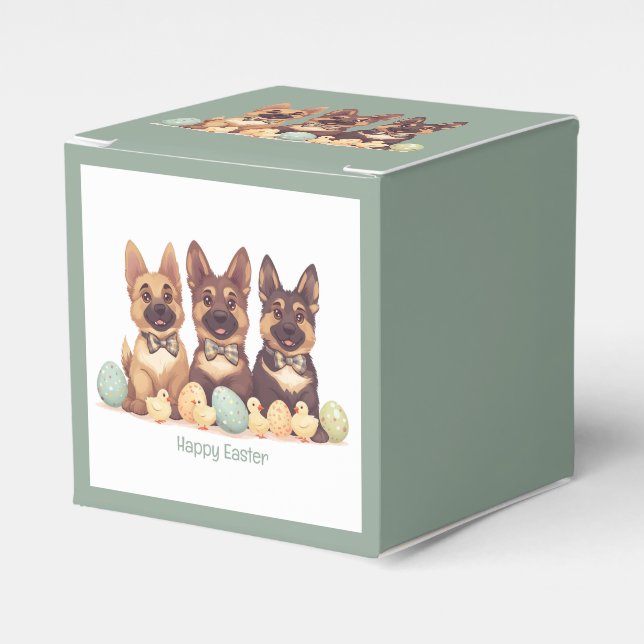 Happy Easter German Shepherd Dogs Favor Boxes (Front Side)