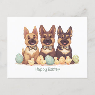 Happy Easter German Shepherd Dogs Holiday Postcard