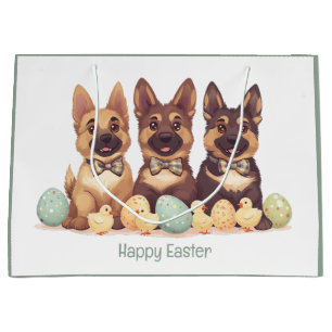 Happy Easter German Shepherd Dogs Large Gift Bag