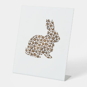 Happy Easter Gift Leopard Print Pattern Bunny Rabb Pedestal Sign