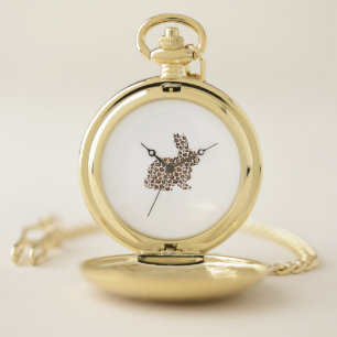 Happy Easter Gift Leopard Print Pattern Bunny Rabb Pocket Watch