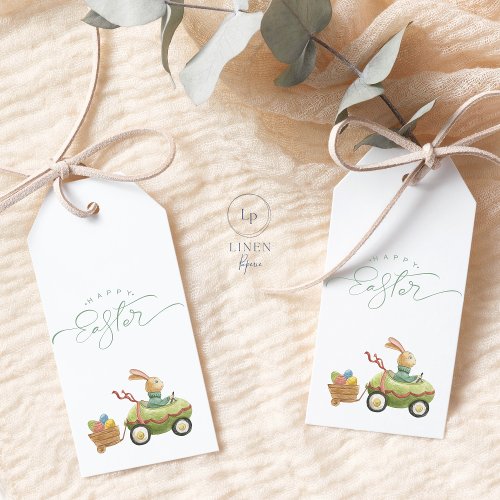 Happy Easter Gift Tag Easter Bunny and Easter Eggs