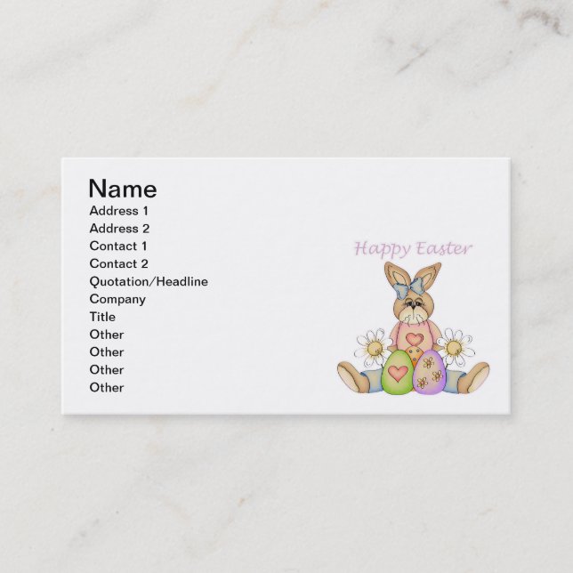 Happy Easter girl bunny Business Card (Front)