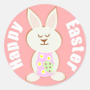 Happy Easter Girl Bunny Stickers