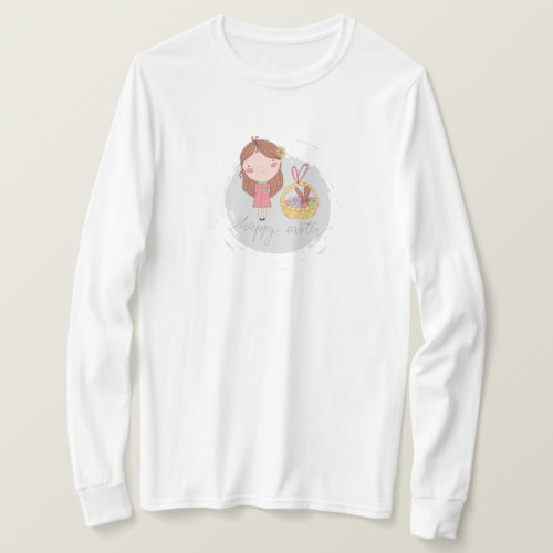Happy Easter Girl with a Basket Art T_Shirt