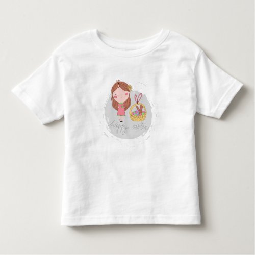 Happy Easter Girl with a Basket Art Toddler T_shirt