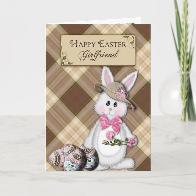 HAPPY EASTER - GIRLFRIEND - BUNNY HOLIDAY CARD (Front)