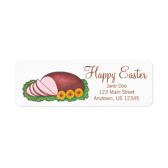 Happy Easter Glazed Ham Foodie Address Labels (Front)