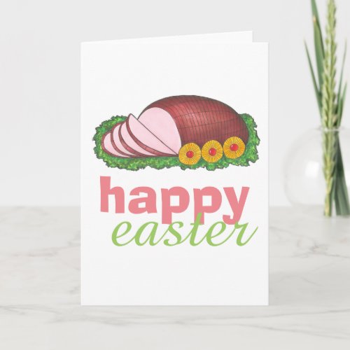 Happy Easter Glazed Sliced Ham Dinner Foodie Holiday Card