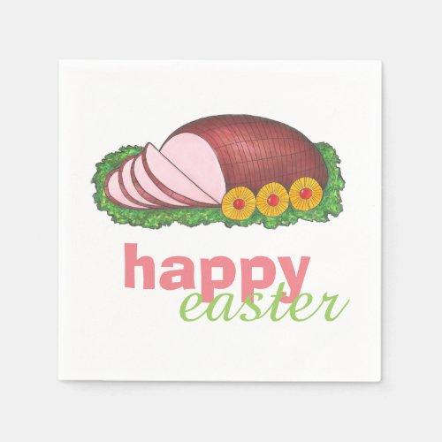 Happy Easter Glazed Sliced Ham Dinner Paper Napkins