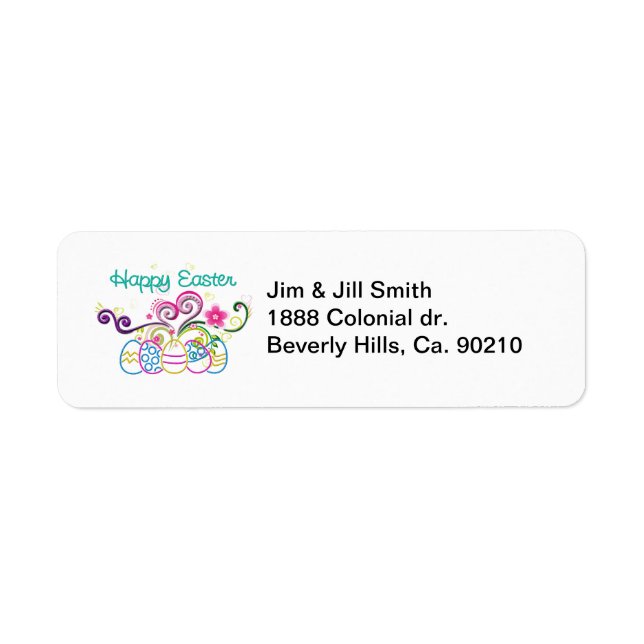 Happy Easter Glitter Eggs & Floral Label (Front)