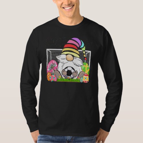 Happy Easter Gnome Holding Soccer Sports Football  T_Shirt