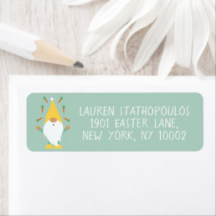 Happy Easter Gnome Juggling Carrots Label